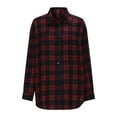 thumbnail image 5 of Sakmal Red Women's Tops Button Down Trendy Shirts Plaid Collared Long Sleeve Shirts for Women, 5 of 7