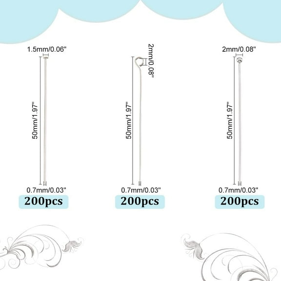 1box 600pcs 2 Inch Head Pins Eye Pins Ball Pins 304 Stainless Steel Jewelry Making Pins 21 Gauge Craft Pins for Jewelry Making Beading Earrings Bracelets Necklaces Pendants