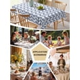 thumbnail image 6 of Boho Blue Tablecloth Square Table Cloth 60x60,Waterproof Outdoor Table Cloth Covers Decorative Table Protector,White Chevron Stripes Abstract Geometric Washable Table Cover for Kitchen Dinning Party, 6 of 8