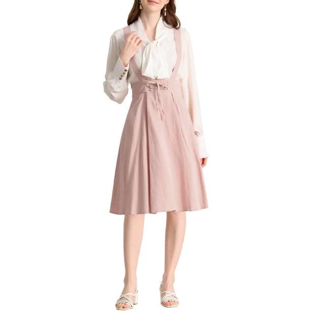 FALDA SUSPENDIDA CUTE PARA MUJERES, CORSÉ DE CINTURA ALTA, FALDA CORTA SKATER MINI EN ROSA CLARO TAMAÑO M