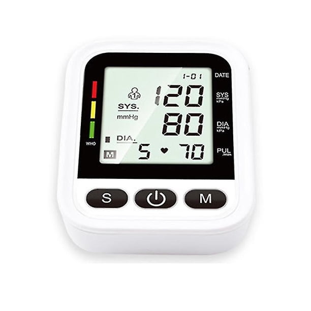 Medidor de presión arterial de brazo superior con pantalla Lcd Digital, esfigmomanómetro electrónico, tonómetro automático, medidor de ritmo cardíaco y pulso