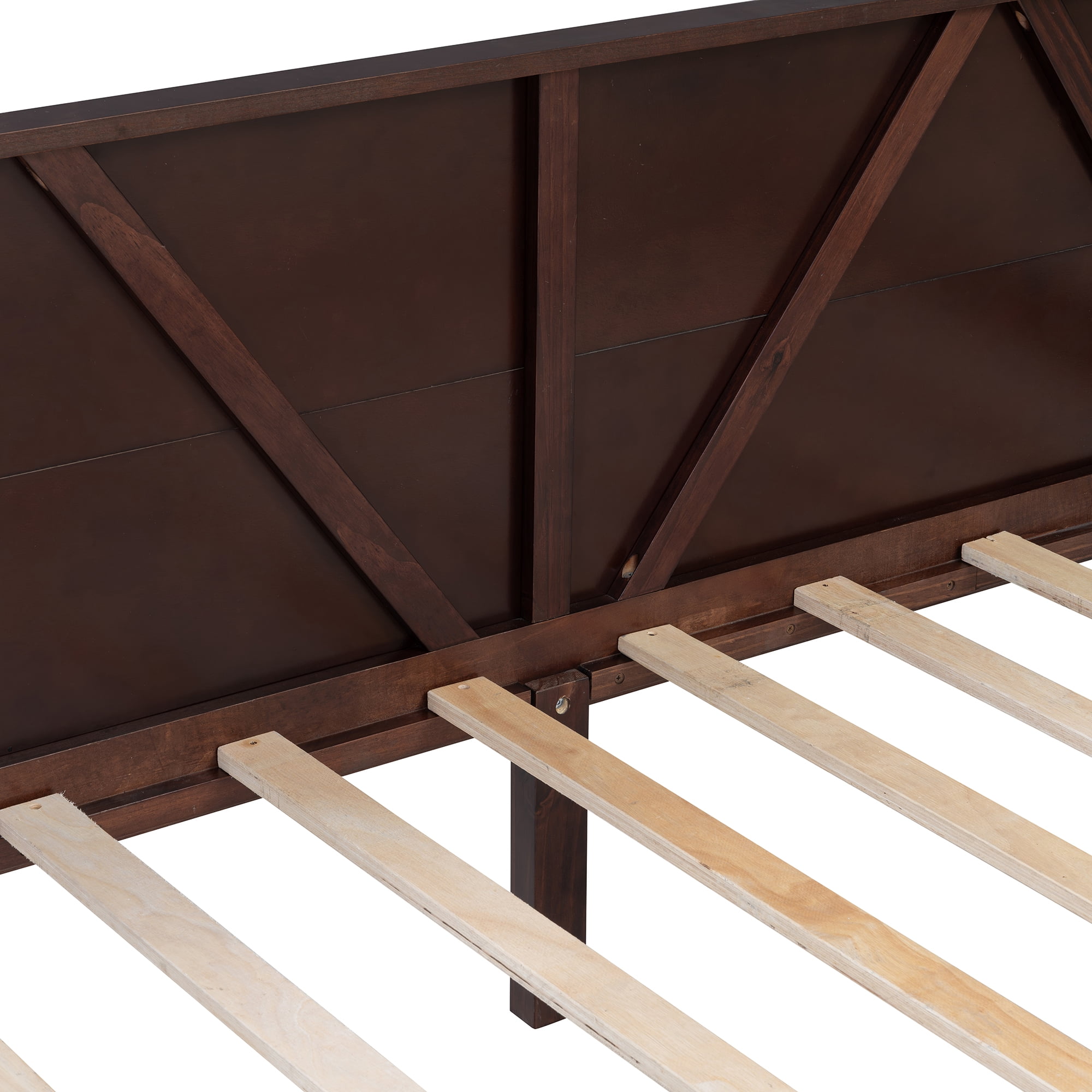 Aukfa Twin Size Bed Frame, Solid Wood Daybed with Slat Support for Kids Boys Girls, Espresso