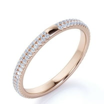 JeenMata Modern - .50 ct - Round Brilliant Cut Moissanite - Pave Set - Wedding Band - Stackable Ring - 18K Rose Gold over Silver