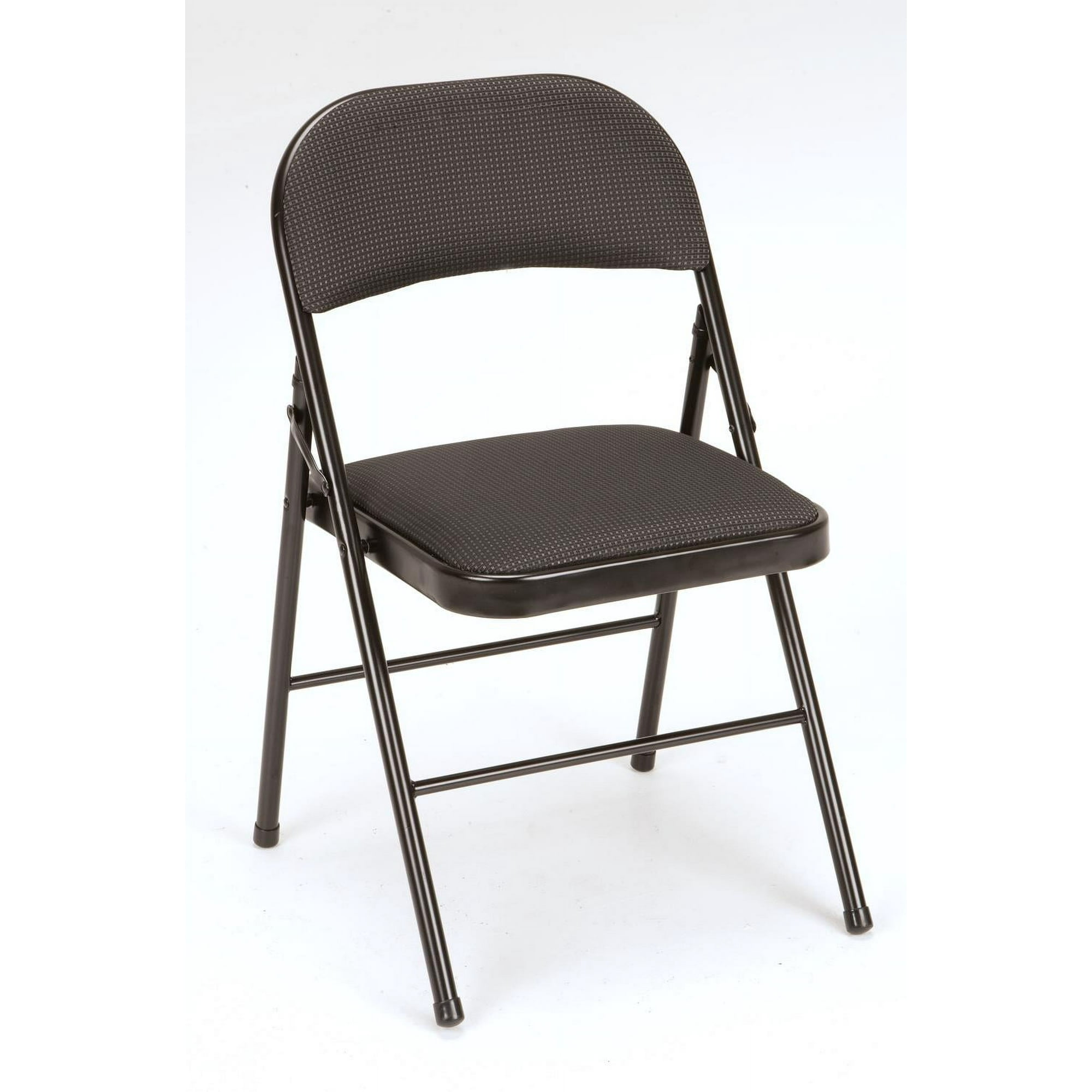 Mainstays Deluxe Fabric Padded Metal Folding Chair, Black