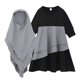 thumbnail image 1 of Conjunto de dos piezas de falda, color liso, manga larga, cuello redondo y pañuelo para la cabeza para niñas y niños durante el mes sagrado musulmán del Ramadán en CUHK. Vestido de poliéster para niño, 1 of 9