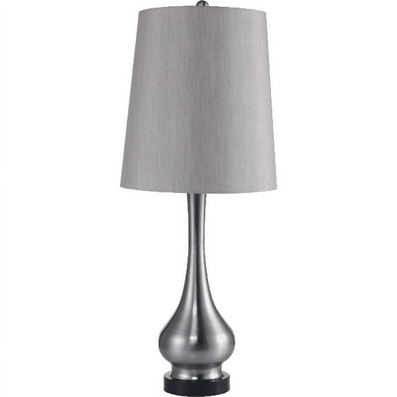 NEW Classic Design Brushed Steel Base with Beige Fabric Shade Finish 30" Table Lamp 31200