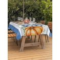 thumbnail image 2 of Outdoor Tablecloth with Umbrella Hole and Zipper, Thanksgiving Rectangle Table Cloth 54x80 Inch Waterproof Tablecloth, Fall Orange Blue White Pumpkin Stripes Picnic Table Cover for Patio Camping, 2 of 7