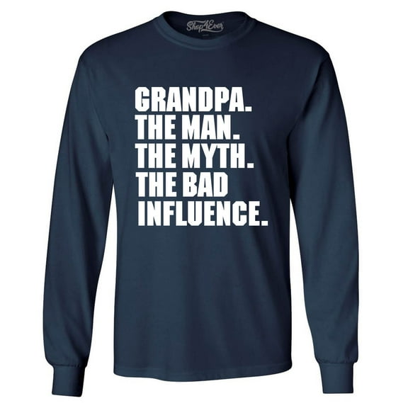 Shop4Ever Men's Grandpa The Man The Myth Long Sleeve Shirt XX-Large Navy