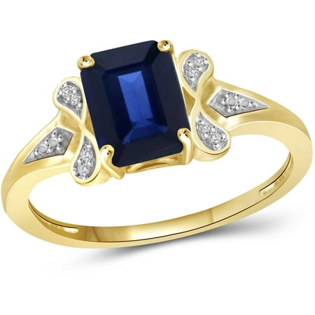 JewelersClub 2 Carat T.G.W. Sapphire and White Diamond Accent 14kt Gold over Silver Fashion Ring