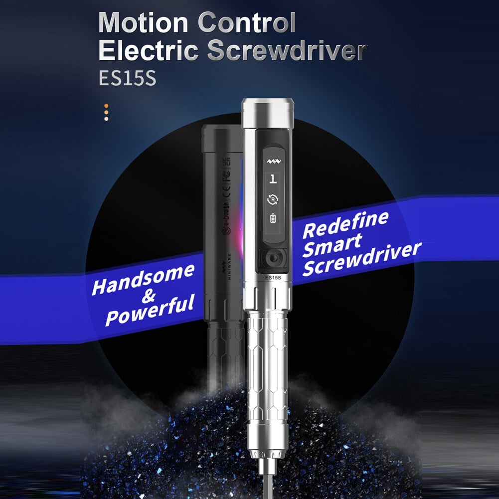 MINIWARE ES15S Intelligent Motion Sensing Control Electric Screwdriver Handheld Portable Screwdriver Cordless OLED Display Screwdriver with LED Illumination Lights Utility Computers Mobilephone