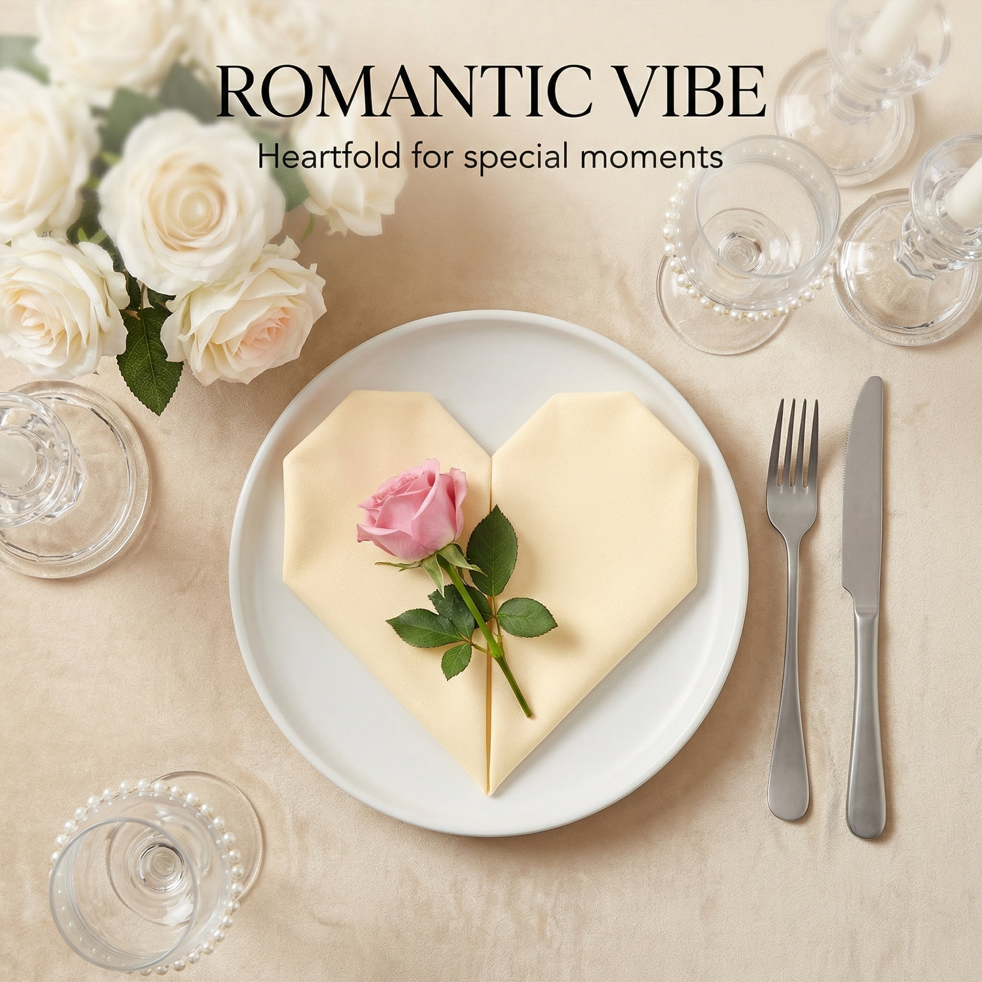 Unique Bargains 12Pcs Reusable Table Dinner Napkins Champagne 12x12inch