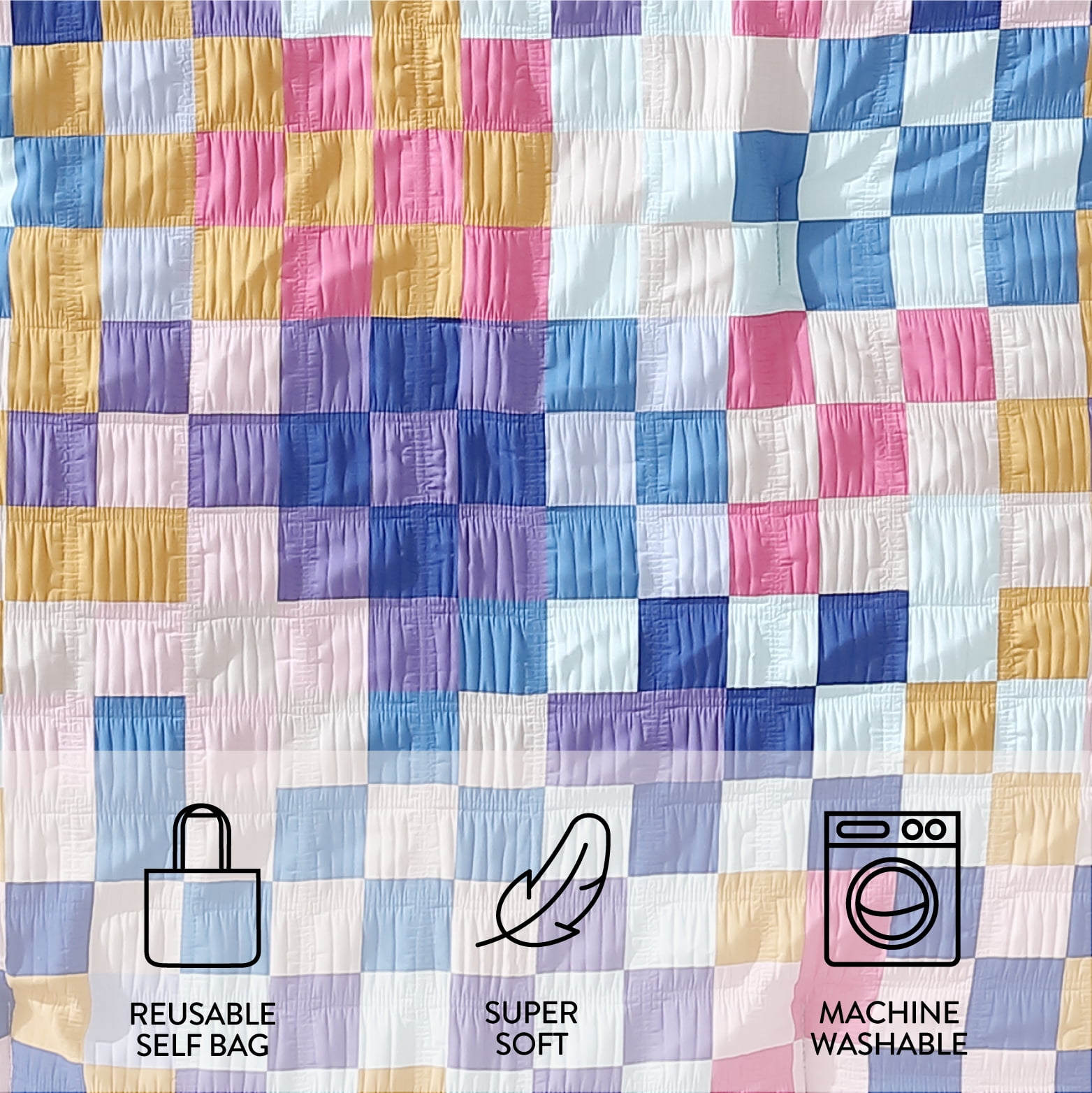 Urban Shop 2-Piece Textured Multi-Check Comforter Set, Twin/TwinXL