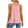 thumbnail image 5 of HongQid Flowy Tank Tops for Women Round Neck Camisole Top Ruffled Hem Shirt Lace Trim Sleeveless Tops Spring Summer, 5 of 8