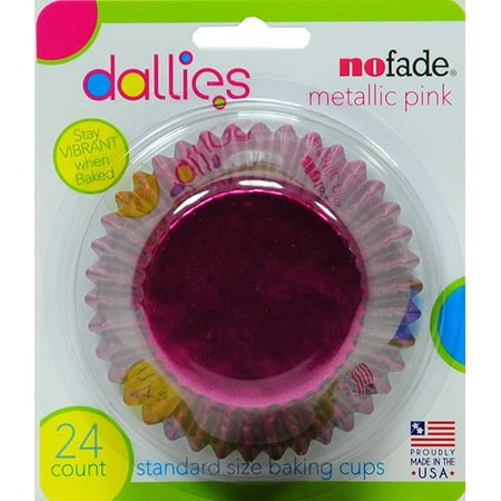 (4 Pack) Dallies NoFade Cupcake Liner Metallic Pink 24 Count