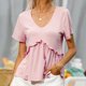 thumbnail image 4 of Elegante camiseta de manga corta con cuello en V y cuello en V para mujer OAVQHLG3B Store lin121212, 4 of 5