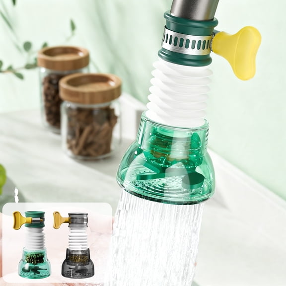 LWVITH 360° Swivel Tap Water Filter Faucet Purifier with Extender Kitchen Sink Accessories Water Saving Sprayer for Kitchen Bathroom RV Green 3.15x1.77 Inch for Home Use