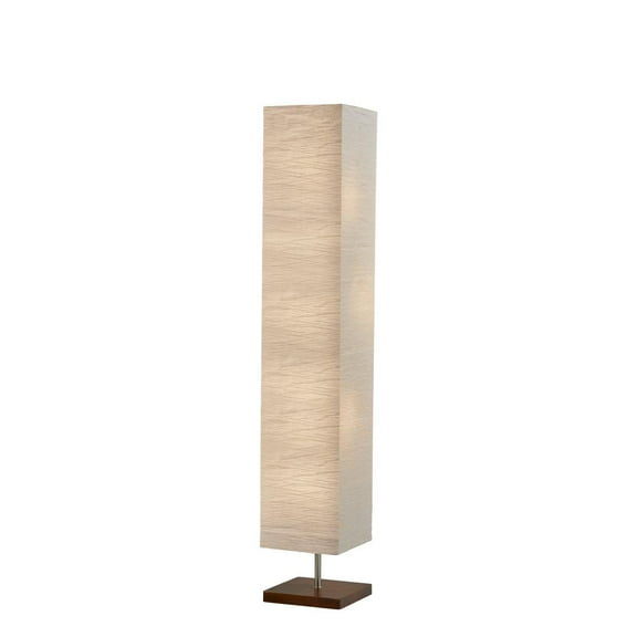 Dune Floorchiere Floor Lamp with Walnt Base and White Crinkle Paper Shade