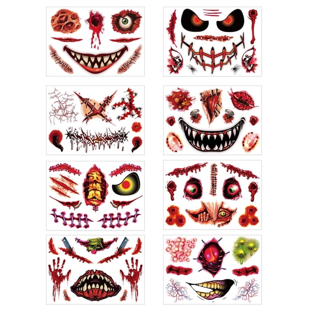 Halloween Decor Halloween Candy Halloween Inflatables Bat Halloween Skin Stickers Wound Skin Stickers Simulation Skin Skin Scar Skin Knife Simulation Waterproof Skin Sticker(Buy 2 get 1 free)