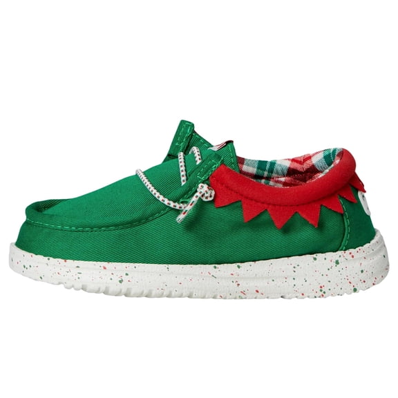 Hey Dude Wally Holiday Elf Green / Red 42147-3XX Toddler Size 8
