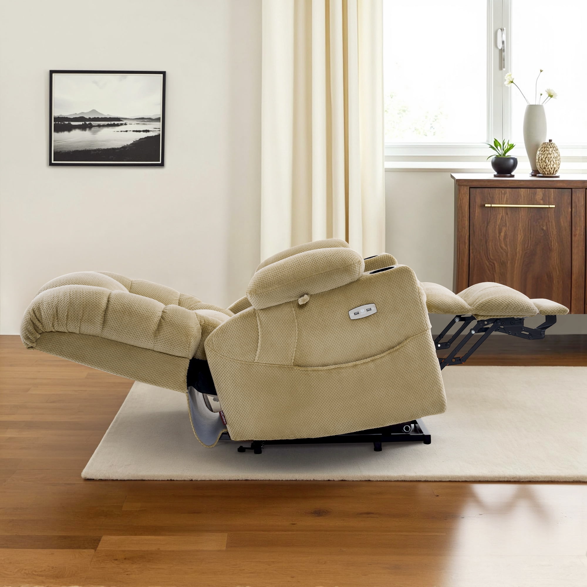 MCombo Large Triple Motor Power Lift Recliner for Big Tall Elderly, Fabric, Beige