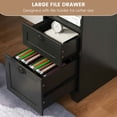 thumbnail image 2 of Demi Bonn 2-Drawer Home Office Desk with Steel Frame, Small Home Computer Desk Study Writing Table, Black, 2 of 10