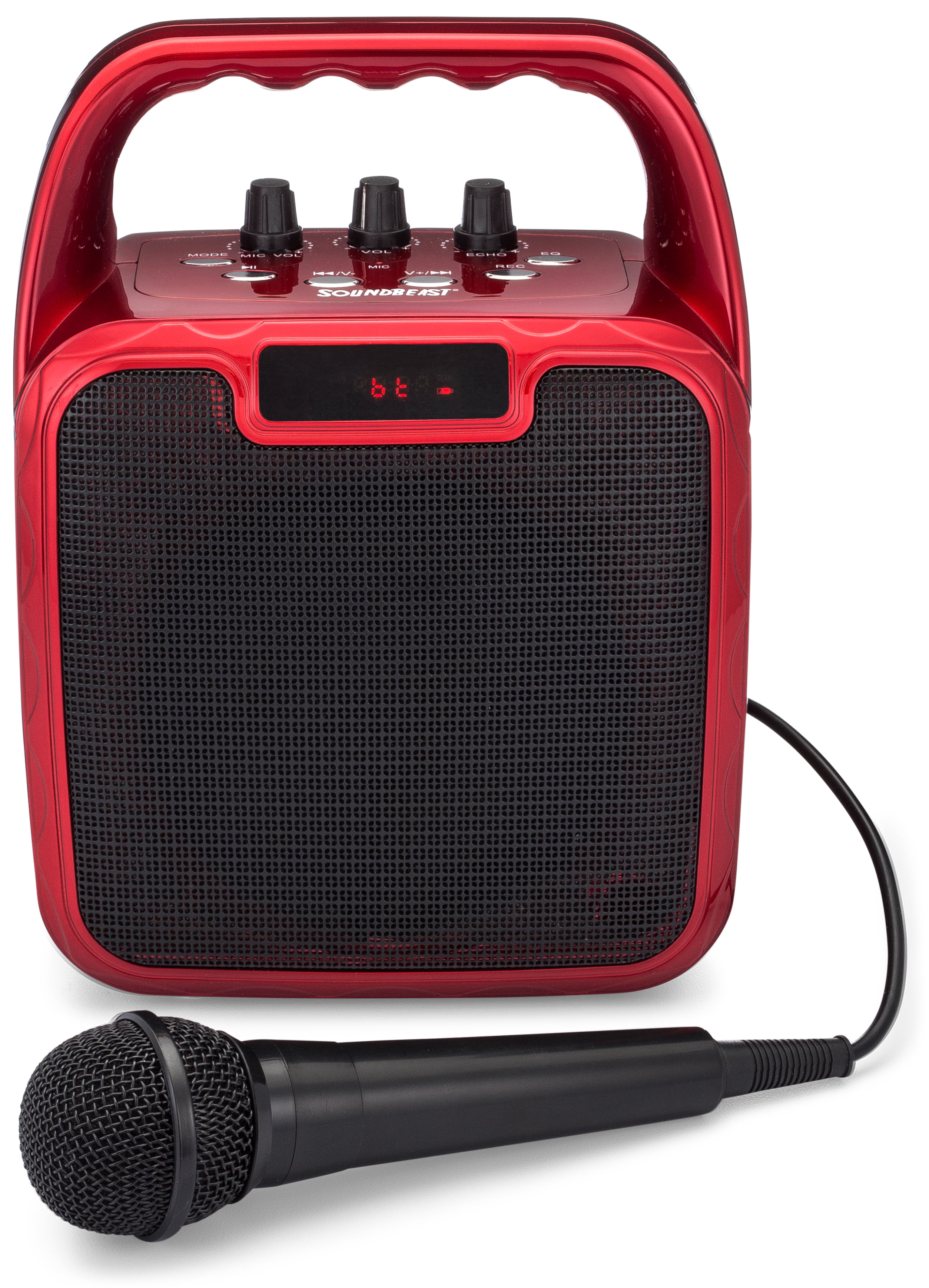 Red SoundBeast Pegasus Karaoke Machine & Portable PA Speaker System For Kids & Adults With Microphone & Bluetooth