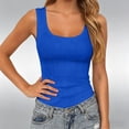 thumbnail image 2 of Rhuody Tank Tops Women Ribbed Solid Color Sleeveless Top Lightweight Athletic Tankini Camisole Versatile Clothing 3Xl Blue, 2 of 4