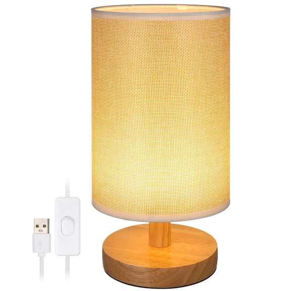 OUNONA  LED Bedside Lamp Nightstand Lamps Living Room Lampshades Yellow