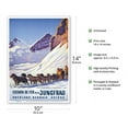 thumbnail image 2 of Jungfrau Railway Switzerland - Bernese Alps - Dog Sled Huskies - Vintage Railroad Travel Poster by Emil Cardinaux c.1925 - Master Art Print 10in x 14in, 2 of 4