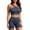 Navy, variant on Miqool Women's 2-Piece Workout Set One Shoulder Sports Bra and High Waist Biker Shorts Seamless Ribbed Activewear Yoga Gym Outfits