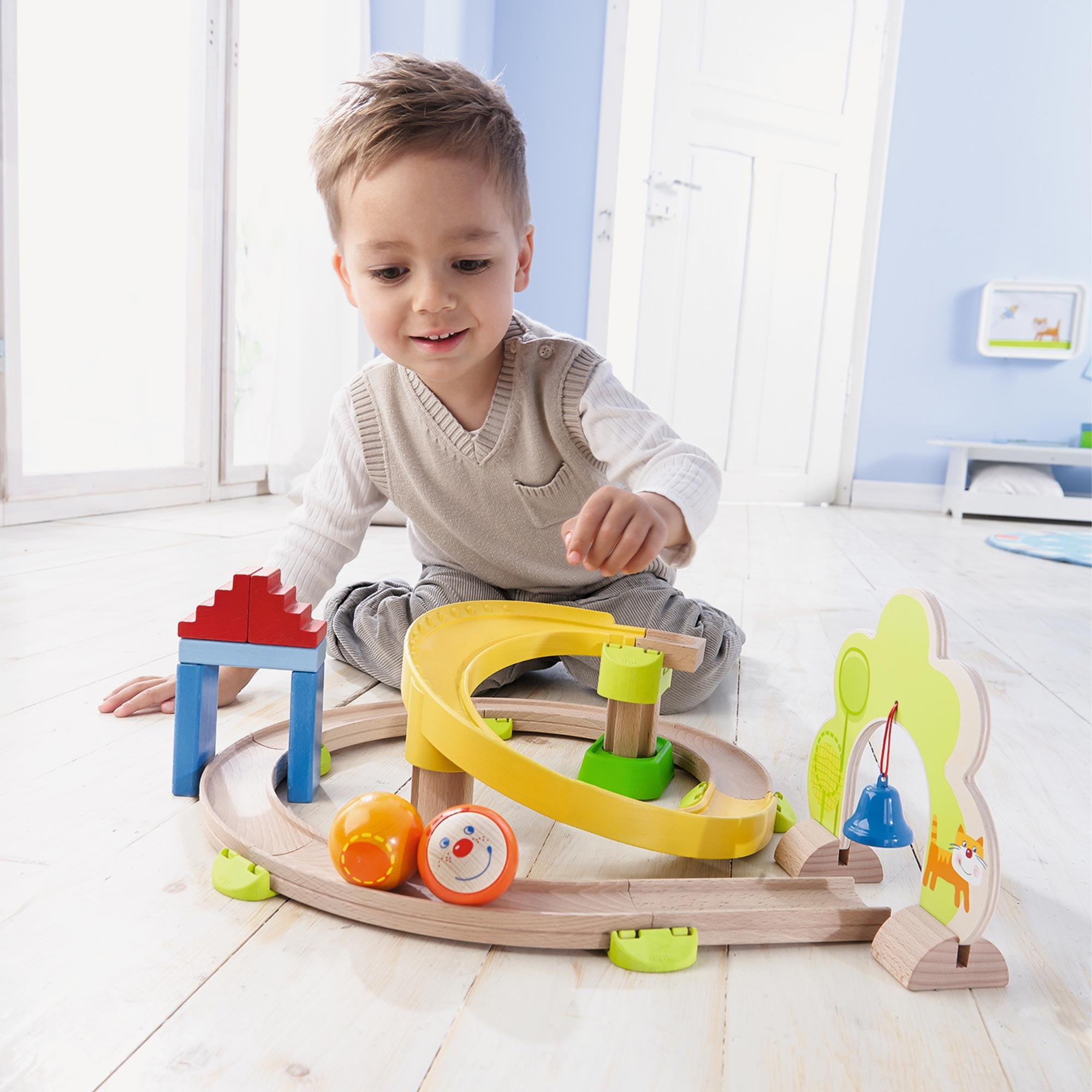 HABA Kullerbu Spiral Track - 26 Piece Wood & Plastic Ball Track