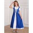 thumbnail image 4 of Mufeng Robe Vintage Renaissance Médiévale pour Filles Robe en Velours Robe de Fête Cosplay Renaissance Halloween Bleu 6, 4 of 7