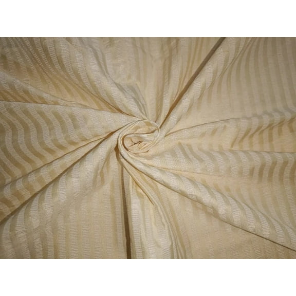 100% Pure Silk dupion cream seersucker stripe Fabric 44" wide DUPS70