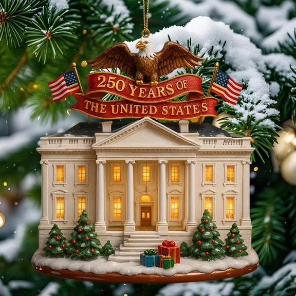 Dserfhy US 250th Anniversary Decoration 250 Years of The United States Commemorative Ornament Keepsake Patriotic Hanging Decoration for Christmas Tree History Buffs Veterans Gift