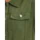 thumbnail image 5 of Chaqueta de mezclilla recortada de manga corta con botones y deshilachada para mujer INSPIRE CHIC en verde militar M, 5 of 6