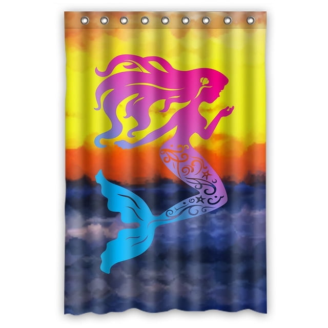 ABPHQTO Cortina de ducha de baño de sirena, anillos de ducha incluidos Cortina de ducha de poliéster impermeable 120x180 cm