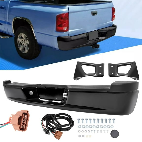 Black Steel Rear Bumper Assembly for 2005-2010 Dodge Dakota / 2011 Ram Dakota