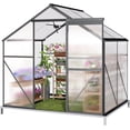 thumbnail image 5 of 6x4 FT Outdoor Greenhouse, Quick Setup Polycarbonate with Adjustable Roof Vent and Sliding Door, Aluminum Walk-in for Backyard Gardening (Black), 5 of 8