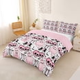 thumbnail image 2 of Homewish Coquette Halloween Skull Ghost Duvet Cover Queen,Cherry Bow Print Queen Bedding,Pink White,Pink Reversible,3 Pieces,1 Duvet Cover and 2 Pillowcases, 2 of 6
