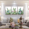 thumbnail image 6 of Canvas Wall Art for living room bathroom Wall Decor for bedroom kitchen artwork Canvas Prints green watercolor cactus painting 3Pieces abstract Modern framed office Home decorations family picture, 6 of 6
