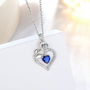 Beautlace 925 Sterling Silver Birthstone Necklace Rose Flower Heart Pendant Jewelry Christmas Valentines Mothers Day Gifts for Women Mom Wife/Lover