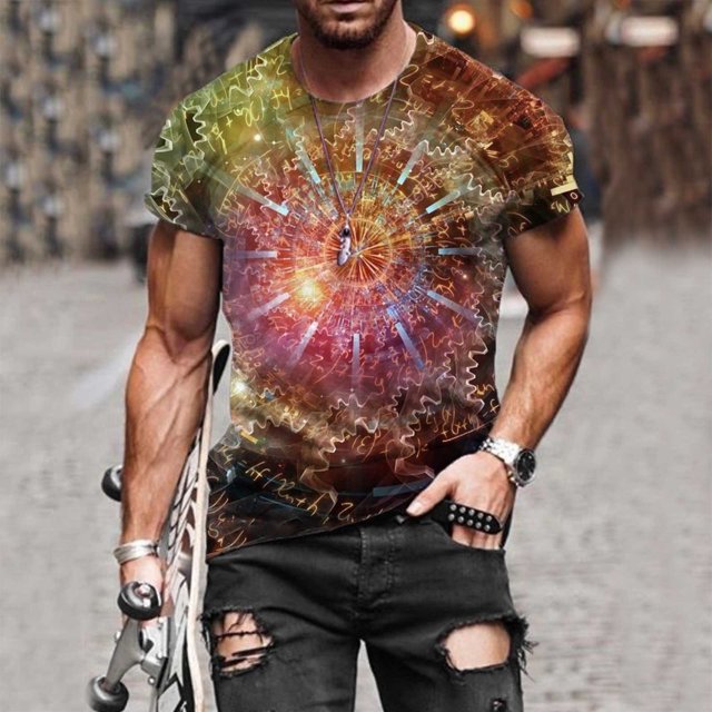 T-Shirts pour Hommes Économies d'Été! Aqestyerly Mode de Rue Décontractée pour Hommes Design Intéressant Imprimé Col Rond Manches Courtes