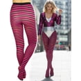 thumbnail image 2 of ToBeInStyle Women's Colorful Opaque Striped Tights Pantyhose Stocking Hosiery - Black/Fuchsia - One Size, 2 of 7