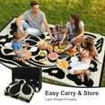 thumbnail image 5 of Wonnitar 5x8 Waterproof Outdoor Rugs, Plastic Straw RV Rug for Outside, Portable RV Outdoor Rugs for Camping, Black&White Floral Picnic Carpet for Patio Garden, 5 of 9