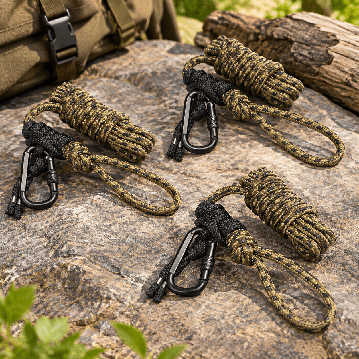 9-Foot Rope Style Treestrap with Prussik Knot for Climbing and Treestand Security 3-Pack