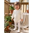 thumbnail image 4 of RUINIXCW Newborn Baby Girl Knit Sweater Romper Baby Girls Spring Fall Winter Clothes 0 3 6 9 12 Months Long Sleeve Ruffle Trim Eyelet Knit Bodysuit Playsuit with Headband, 4 of 9
