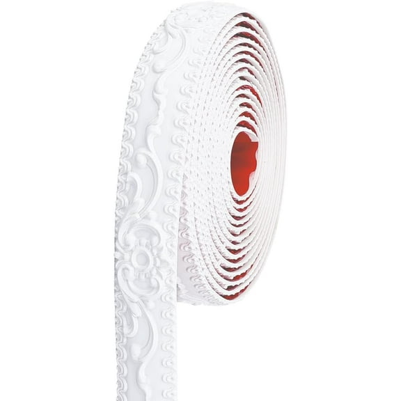 Carved Flower Peel and Stick Molding Trim Self Adhesive Flexible ing 3D Strip for Tile Wall Panels Picture Mirror Frame Border Edge Corner Ceiling Wallpaper Decor White 16.4Ft/5M