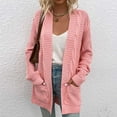 thumbnail image 6 of CEHVOM Women's Autumn Winter Solid Color Pocket Long Sleeve Cardigan Sweater Jacket Tops, 6 of 7