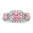 thumbnail image 5 of 925 Sterling Silver Polished Pink Square Cubic Zirconia Ring Size 8 Ring for Women, 5 of 5