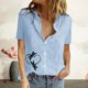 thumbnail image 2 of Top de manga corta con cuello vuelto y botones regulares con estampado Sexy de verano para mujer OAVQHLG3B Store  lin121212, 2 of 5